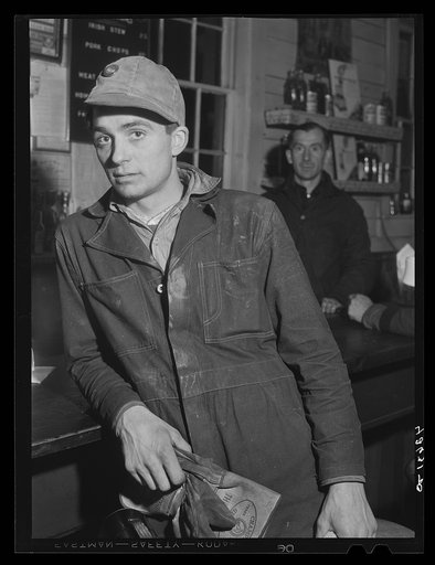 Portrait of Mr. Malcolm Clough, who commutes from Portland and works at the Bath Iron Works. Bath, Maine