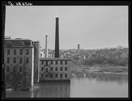 Old mills on the river. Woonsocket, Rhode Island