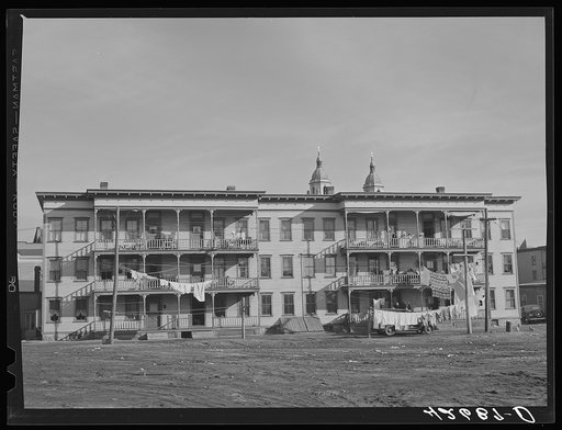 Tenement houses in the working class section of Woonsocket, Rhode Island
