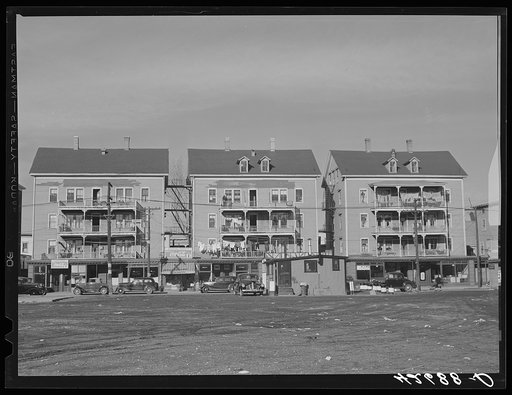 Tenement houses in the working class section of Woonsocket, Rhode Island