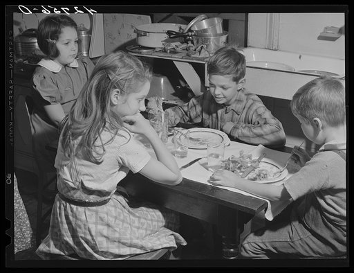 The children's table at the Crouch family Thanksgiving Day dinner. Ledyard, Connecticut