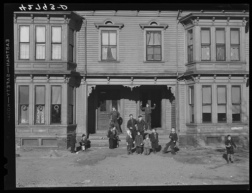 Children in a tenement district in Brockton, Massachusetts