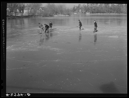Youngsters skating near Brockton, Massachusetts