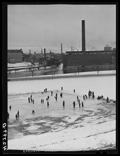 Untitled photo, possibly related to: Children skating. Lowell, Massachusetts