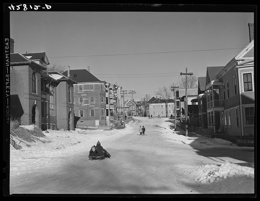 Untitled photo, possibly related to: Children sledding in Haverhill, Massachusetts