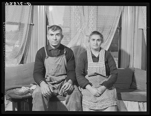 Mr. and Mrs. Ovgen Arakelian, Armenian vegetable farmers in West Andover, Massachusetts. They have an eleven-acre farm and a son works in a blanket factory in Lowell to help support the family