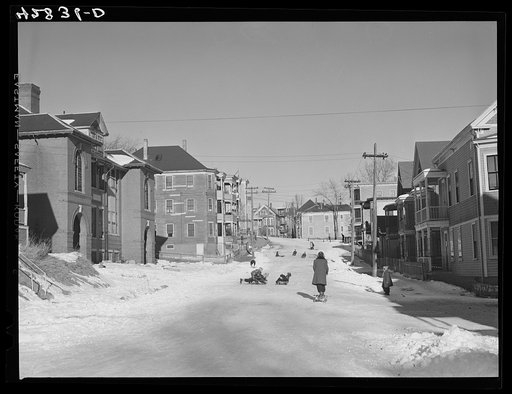 Untitled photo, possibly related to: Children sledding in Haverhill, Massachusetts