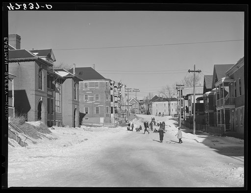 Untitled photo, possibly related to: Children sledding in Haverhill, Massachusetts