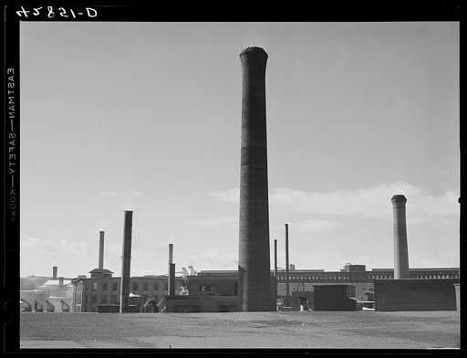 Untitled photo, possibly related to: Smoke stacks in Lawrence, Massachusetts