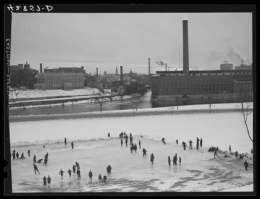 Untitled photo, possibly related to: Children skating. Lowell, Massachusetts