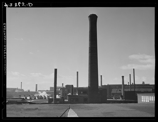 Smoke stacks in Lawrence, Massachusetts