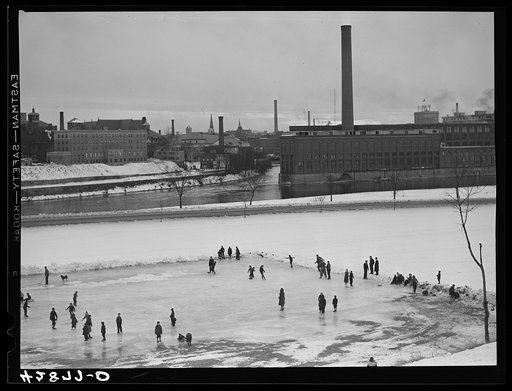 Untitled photo, possibly related to: Children skating. Lowell, Massachusetts
