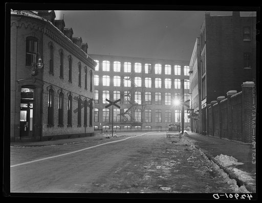 Textile mill working all night in Lowell, Massachusetts
