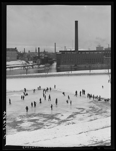 Untitled photo, possibly related to: Children skating. Lowell, Massachusetts