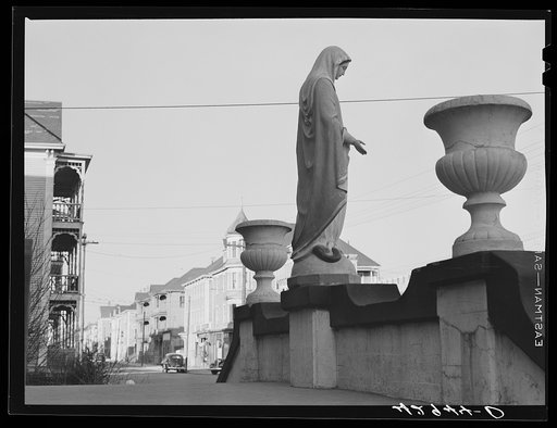 Untitled photo, possibly related to: Madonna in front of church. New Bedford, Massachusetts