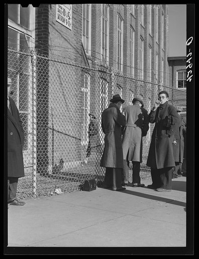 Untitled photo, possibly related to: Workers entering a textile mill in New Bedford, Massachusetts