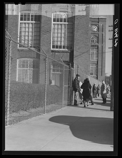 Untitled photo, possibly related to: Workers entering a textile mill in New Bedford, Massachusetts