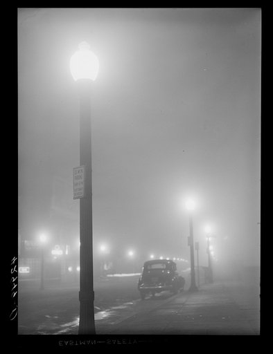 Foggy night in New Bedford, Massachusetts
