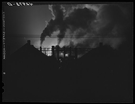 Untitled photo, possibly related to: Aliquippa, Pennsylvania. Homes with the Jones and Laughlin steel mill in the background