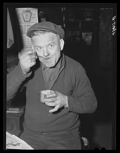 Untitled photo, possibly related to: Metal workers having lunch at the Correct Manufacturing Company in Fallston, Pennsylvania
