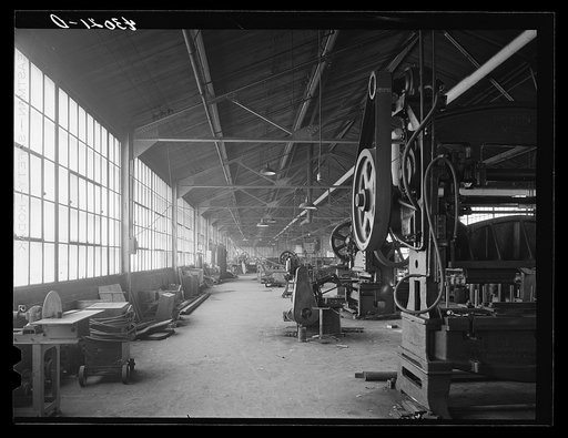 Untitled photo, possibly related to: Unused factory space and machinery at the Correct Manufacturing Company in Fallston Pennsylvania