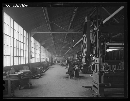 Unused factory space and machinery at the Correct Manufacturing Company in Fallston Pennsylvania
