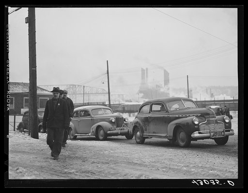 Untitled photo, possibly related to: Going home from work at the steel mill in Midland, Pennsylvania