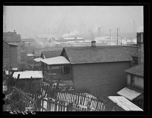 Houses and steel mill in Aliquippa, Pennsylvania
