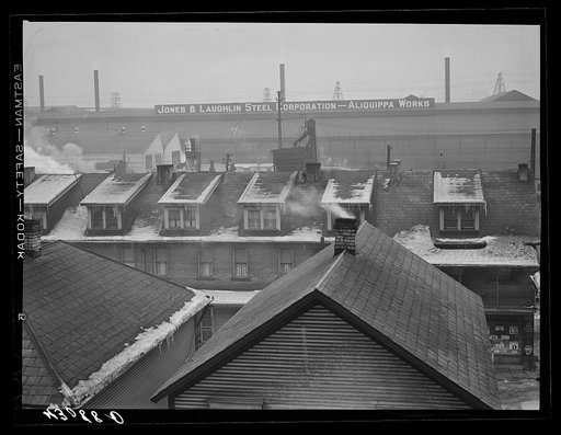 Houses and steel mill in Aliquippa, Pennsylvania