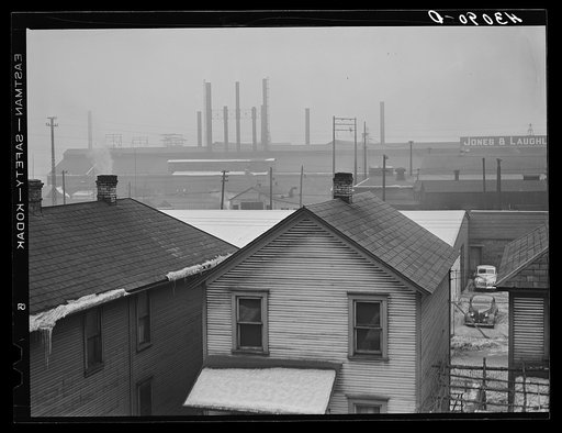 Houses and Jones and Laughlin Steel Corporation in Aliquippa, Pennsylvania