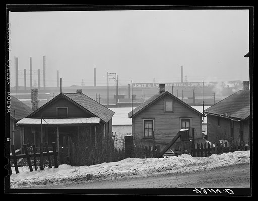Houses and steel mill in Aliquippa, Pennsylvania
