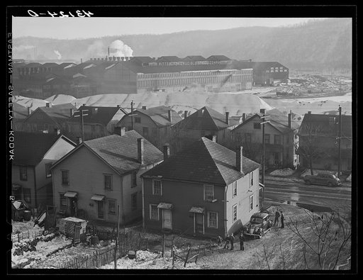 Houses and Pittsburgh Crucible Steel Company in Midland, Pennsylvania
