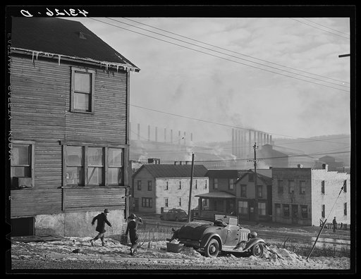 Houses and Pittsburgh Crucible Steel Company in Midland, Pennsylvania