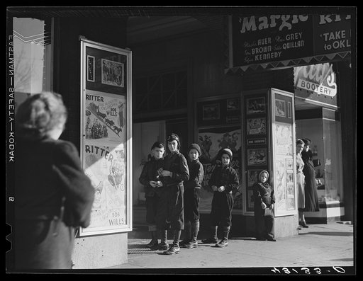 Children at a movie house on Saturday afternoon in Beaver Falls, Pennsylvania