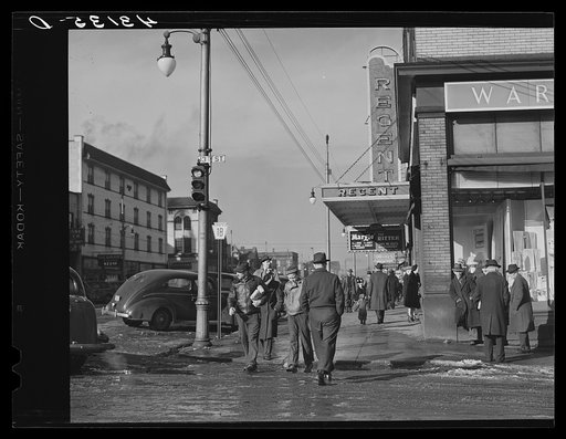 Main street in Beaver Falls, Pennsylvania, on a Saturday afternoon