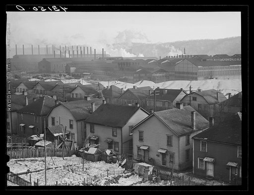Houses and Pittsburgh Crucible Steel Company in Midland, Pennsylvania