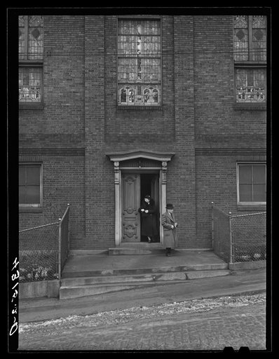 Untitled photo, possibly related to: After the services in a Hungarian church in Pittsburgh, Pennsylvania