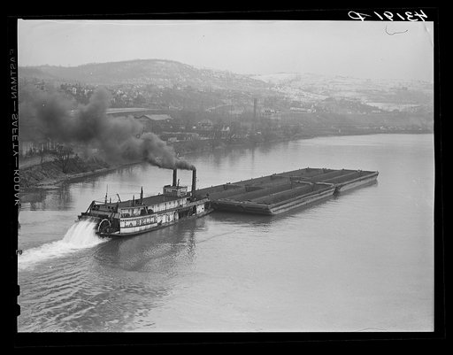 Untitled photo, possibly related to: Coal barges along Ohio River at Rochester, Pennsylvania