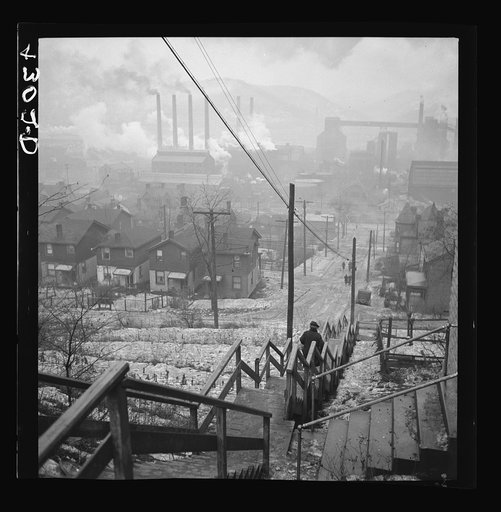 Long stairway in mill district of Pittsburgh, Pennsylvania