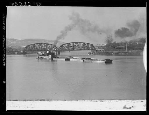 Untitled photo, possibly related to: A dredge working on the Ohio river at Rochester, Pennsylvania