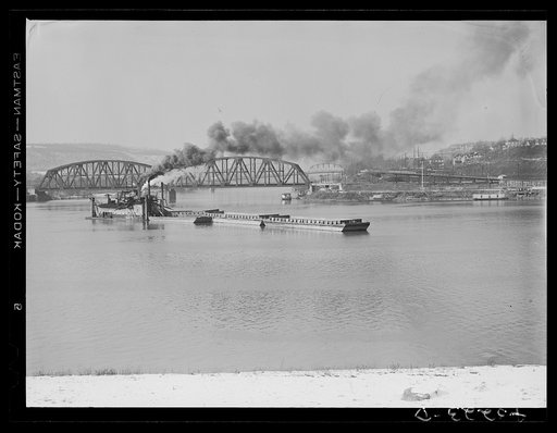 A dredge working on the Ohio river at Rochester, Pennsylvania