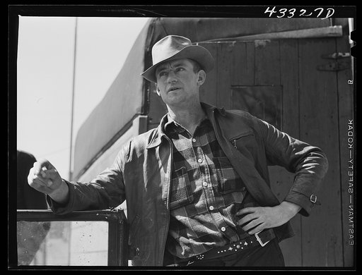 Untitled photo, possibly related to: Man from Idaho, who got temporary work at Fort Bragg, now plans to go back home. In a trailer settlement near Fayetteville, North Carolina