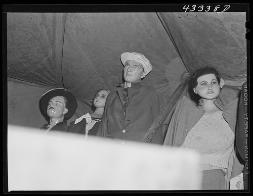 Untitled photo, possibly related to: Part of the exhibit of the travelling sideshow "crime museum". Near Fort Bragg, North Carolina