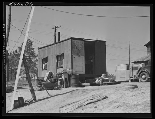 Untitled photo, possibly related to: Trailer in a settlement for workers from Fort Bragg, near Manchester, North Carolina