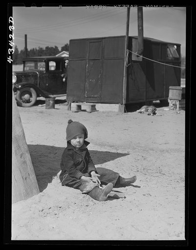 In a trailer settlement of migrants working at Fort Bragg. Near Fayetteville, North Carolina