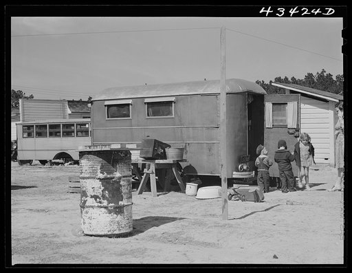 In a trailer settlement of migrants working at Fort Bragg. Near Fayetteville, North Carolina