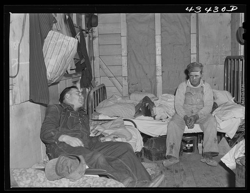 Migratory workers employed at Fort Bragg in a trailer camp near Fayetteville, North Carolina