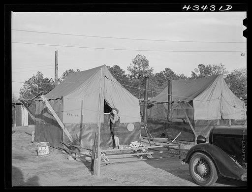 A camp for migratory workers at Fort Bragg. Near Fayetteville, North Carolina