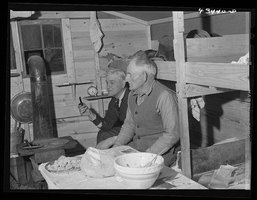 Migratory workers who work at Fort Bragg in bunkhouse where several of them live near Spartanburg, South Carolina
