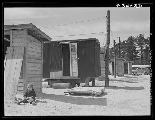 Untitled photo, possibly related to: At a migrants' trailer camp near Fort Bragg, North Carolina